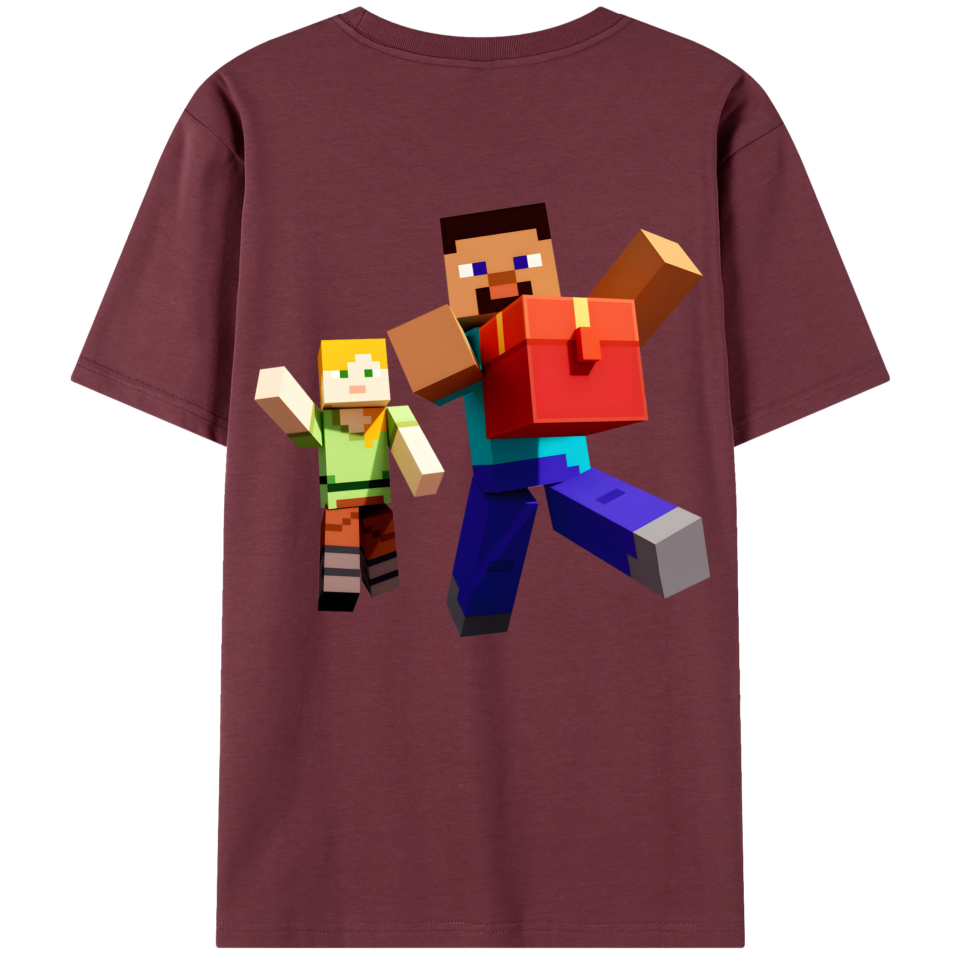 （画像用） マインクラフト ブロックの世界 Minecraft MC Block world 綿100％半袖Tシャツ（背面プリント）